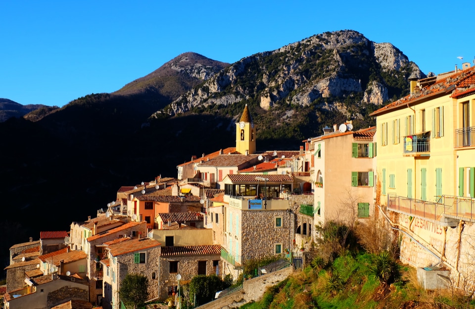 Sainte Agnes Houses in Evening Sun French Riviera