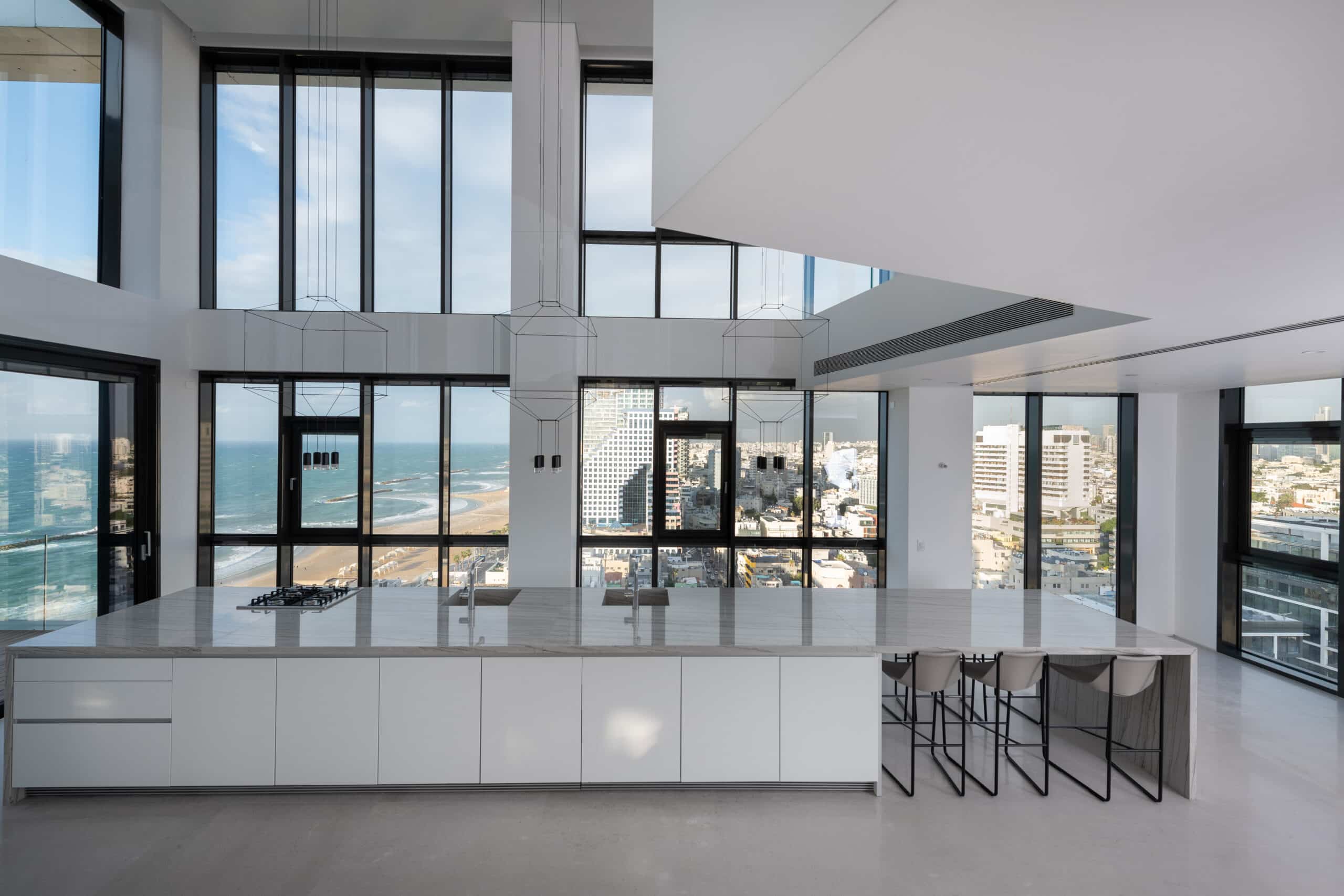 29 HaYarkon Street, Tel Aviv 520 square metre (5,382 sift) duplex penthouse with over 270 square meters (2,906 sift) of balconies. Private rooftop with infinity pool and views over the Mediterranean. Priced at £21.7m