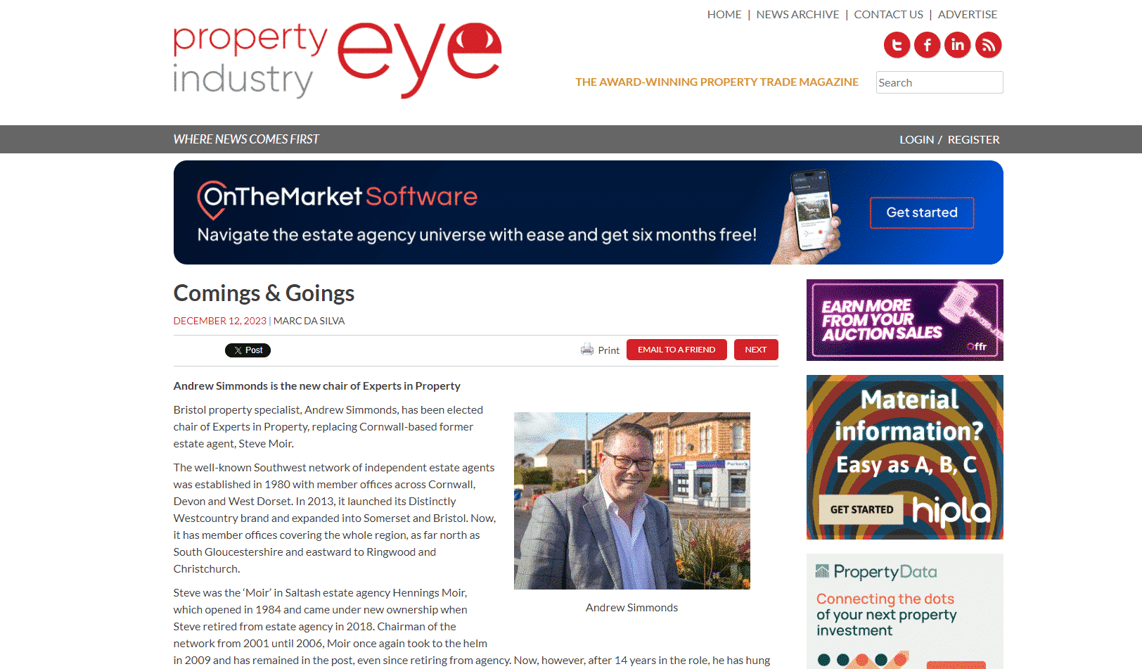 Property Industry Eye - Comings & Goings 2025