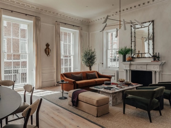 A two bedroom lateral apartment set within a new development within two grand Georgian buildings. 2025