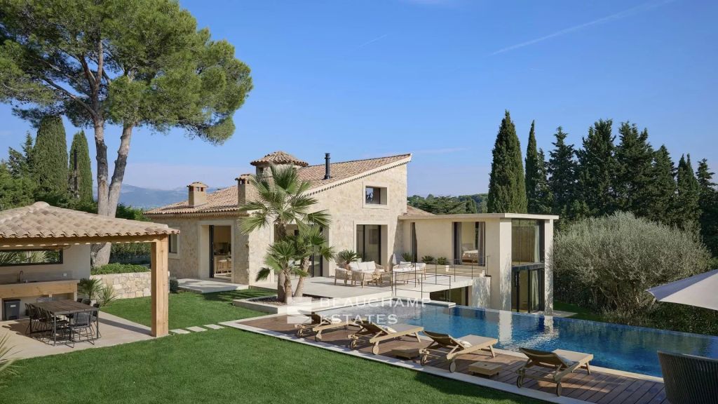 5-bedroom neo-Provençal villa with gym, cinema, swimming pool, and sauna at the foot of the historic village of Mougins
