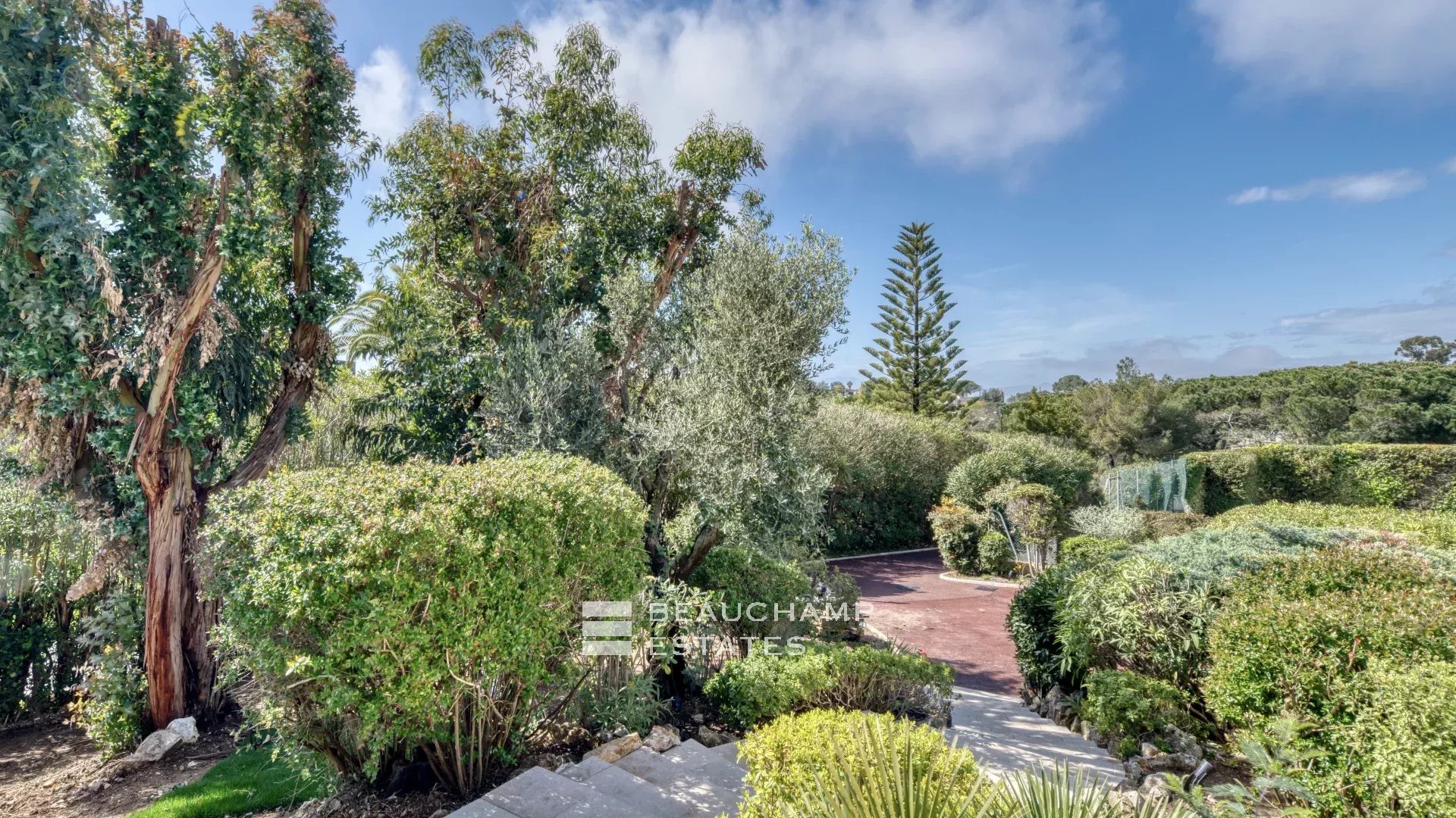 Villa with a tennis court located in the hills of Cannes. Villa with a tennis court located in the hills of Cannes.