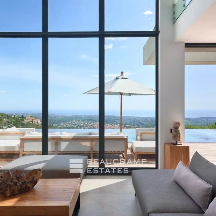Stunning Contemporary Villa in Vence, 5 Suites, Panoramic Sea View from Cap Ferrat to Estérel