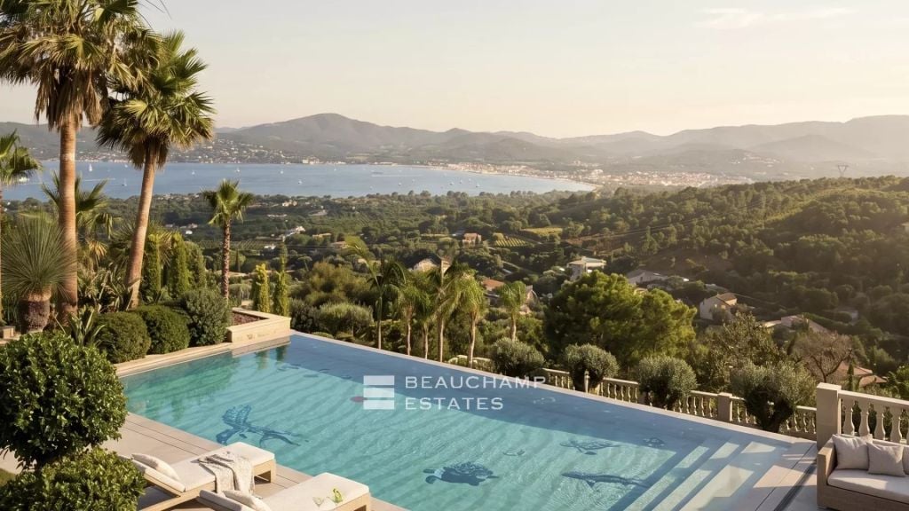 Prestigious contemporary property within a private gated estate, enjoying sweeping panoramic views over Saint-Tropez